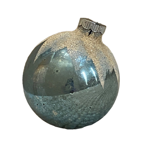 Vintage SHINY BRITE Mercury Glass Christmas Tree Ornament Frosted Bulb - Picture 3 of 6